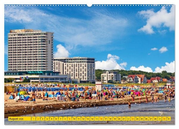 Produktbild: Seebad Warnem&uuml;nde - Sehnsuchtsort an der Ostsee (hochwertiger Premium Wandkalender 2026 DIN A2 quer), Kunstdruck in Hochglanz