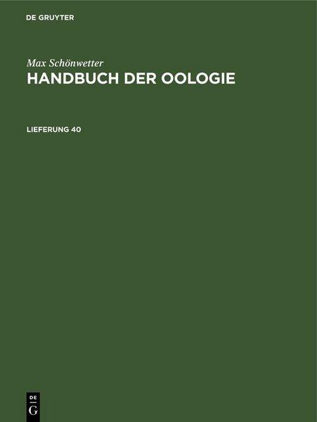 Produktbild: Max Sch&ouml;nwetter: Handbuch der Oologie. Lieferung 40