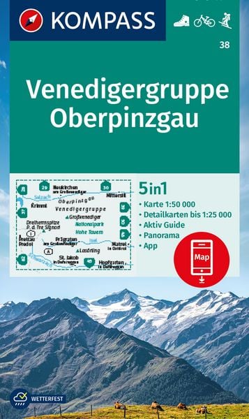 Produktbild: KOMPASS Wanderkarte 38 Venedigergruppe, Oberpinzgau 1:50.000