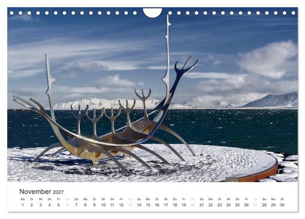 Produktbild: Reykjav&igrave;k 64&deg; 08' N (Wandkalender 2027 DIN A4 quer), CALVENDO Monatskalender