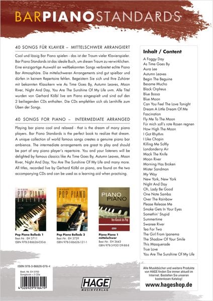 Produktbild: Bar Piano Standards (mit 2 CDs)