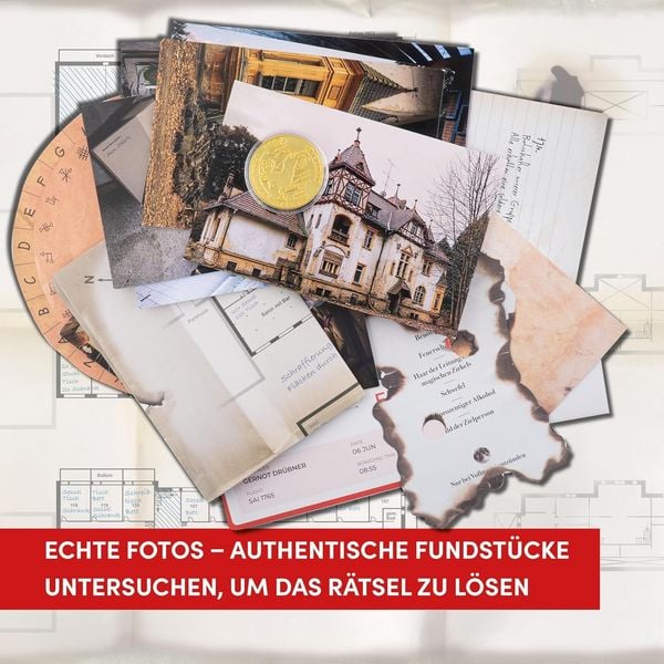 Produktbild: Lost Places R&auml;tselbox &ndash; Spuren in der Asche: Ein Krimi-R&auml;tsel f&uuml;r Zuhause. L&uuml;fte die R&auml;tsel des verlassenen Hotels