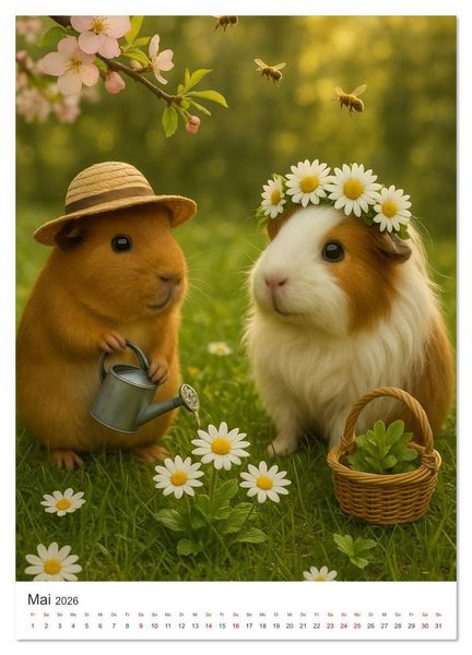 Produktbild: Cozy Moments - Meerschweinchen Kalender (hochwertiger Premium Wandkalender 2026 DIN A2 hoch), Kunstdruck in Hochglanz