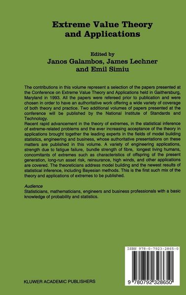 Produktbild: Extreme Value Theory and Applications