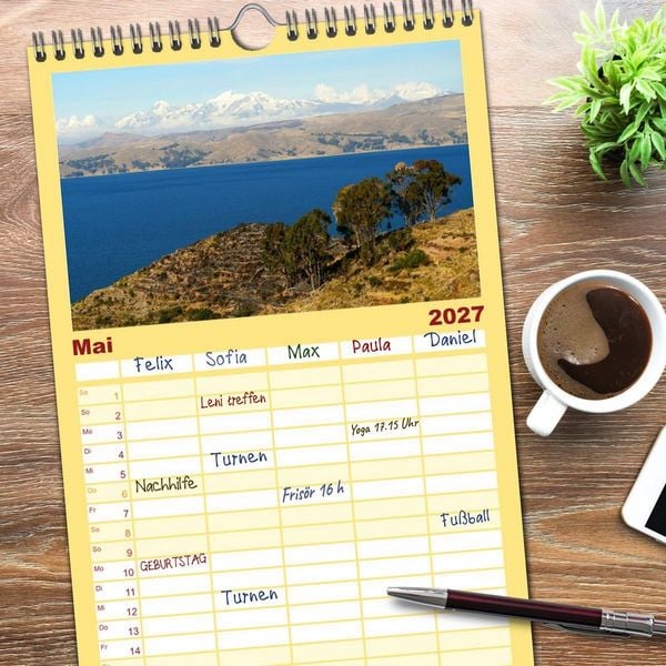 Produktbild: Familienplaner 2027 - Bolivien - Eine Wanderreise mit 5 Spalten (Wandkalender, 21 x 45 cm) CALVENDO
