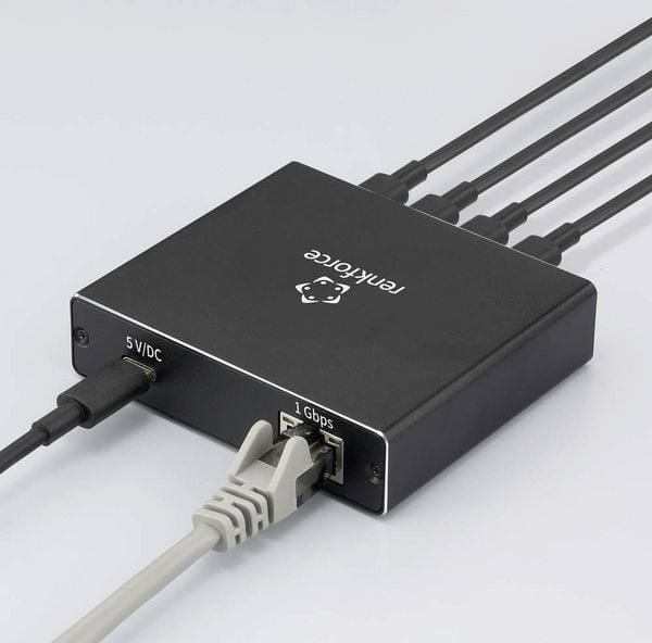 Produktbild: Renkforce RF-NS-200 Splitter RJ45, USB-C&reg; 4 Port 1 GBit/s