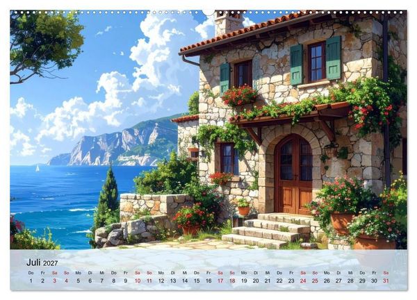 Produktbild: Romantische italienische H&auml;user am Meer (hochwertiger Premium Wandkalender 2027 DIN A2 quer), Kunstdruck in Hochglanz
