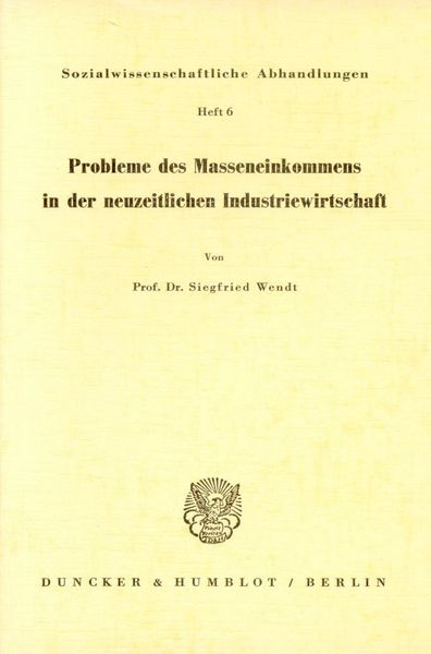 Produktbild: Probleme des Masseneinkommens in der neuzeitlichen Industriegesellschaft.