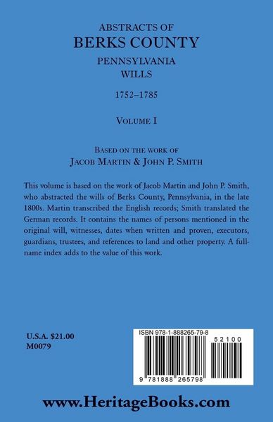 Produktbild: Abstracts of Berks County [Pennsylvania] Wills, 1752-1785