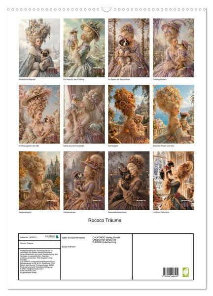 Produktbild: Rococo Tr&auml;ume (Wandkalender 2027 DIN A2 hoch), CALVENDO Monatskalender