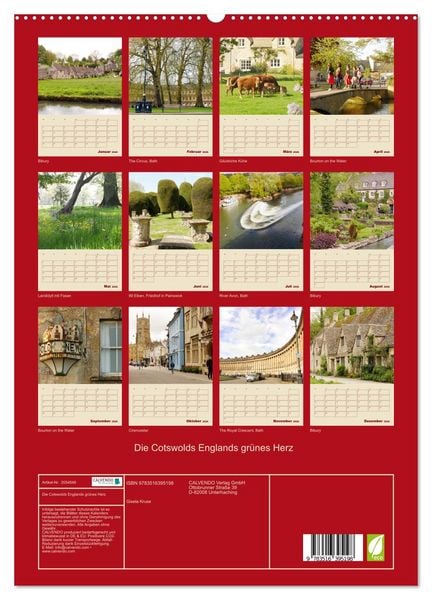 Produktbild: Die Cotswolds Englands gr&uuml;nes Herz (hochwertiger Premium Wandkalender 2026 DIN A2 hoch), Kunstdruck in Hochglanz