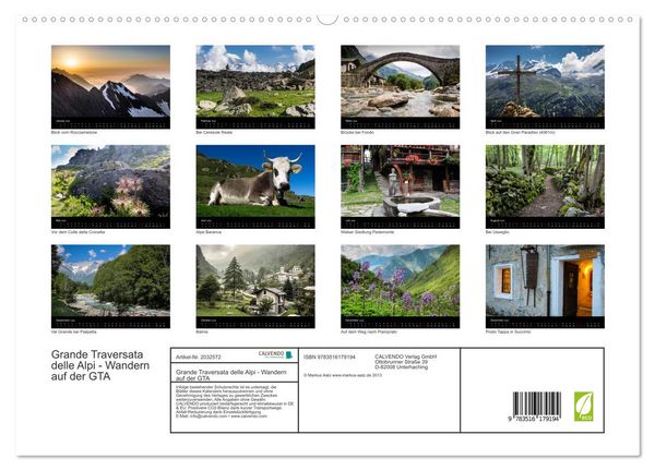 Produktbild: Grande Traversata delle Alpi - Wandern auf der GTA (hochwertiger Premium Wandkalender 2026 DIN A2 quer), Kunstdruck in Hochglanz