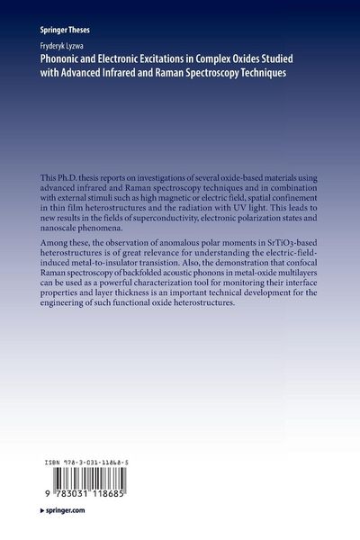 Produktbild: Phononic and Electronic Excitations in Complex Oxides Studied with Advanced Infrared and Raman Spectroscopy Techniques