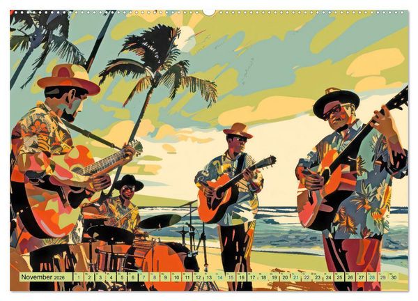 Produktbild: Musikanten im Pop-Art Stil (hochwertiger Premium Wandkalender 2026 DIN A2 quer), Kunstdruck in Hochglanz