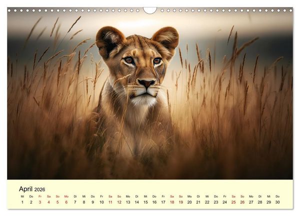 Produktbild: Majest&auml;tische L&ouml;wen - Die Herrscher der Wildnis (Wandkalender 2026 DIN A3 quer), CALVENDO Monatskalender