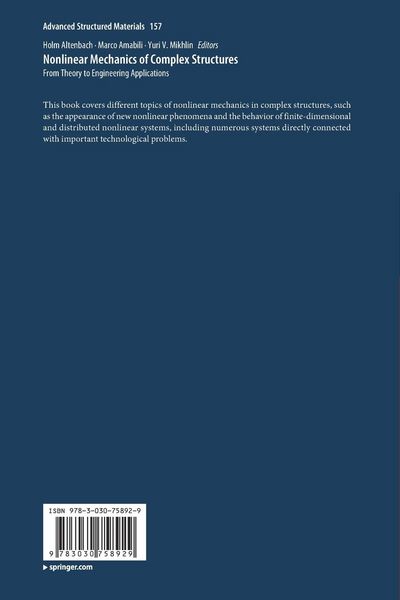 Produktbild: Nonlinear Mechanics of Complex Structures