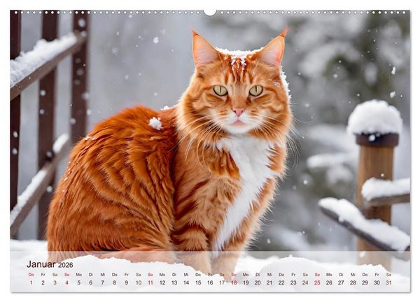 Produktbild: Rote Katzen (hochwertiger Premium Wandkalender 2026 DIN A2 quer), Kunstdruck in Hochglanz