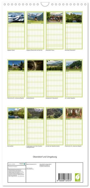 Produktbild: Familienplaner 2027 - Oberstdorf und Umgebung mit 5 Spalten (Wandkalender, 21 x 45 cm) CALVENDO