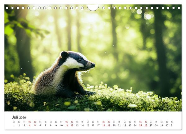 Produktbild: Stur, stark, sympathisch - Der Dachs - Kalender (Wandkalender 2026 DIN A4 quer), CALVENDO Monatskalender