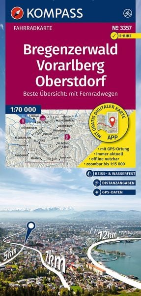 Produktbild: KOMPASS Fahrradkarte 3357 Bregenzerwald, Vorarlberg, Oberstdorf 1:70.000