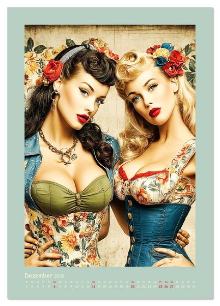 Produktbild: Flair der 50er Jahre. Girls im nostalgischen Pin-up-Stil (Wandkalender 2026 DIN A4 hoch), CALVENDO Monatskalender