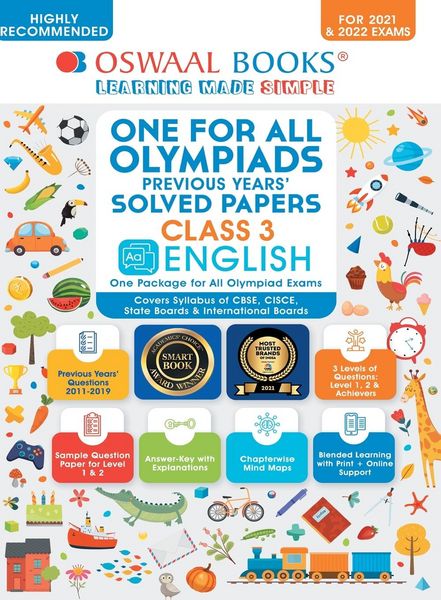Produktbild: Oswaal One for All Olympiad Previous Years' Solved Papers, Class-3 English Book (For 2021-22 Exam)