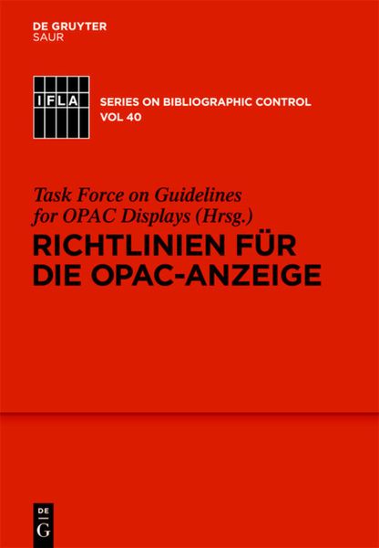 Produktbild: Richtlinien f&uuml;r die OPAC-Anzeige