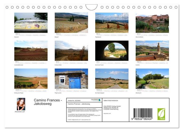 Produktbild: Camino Frances - Jakobsweg (Wandkalender 2026 DIN A4 quer), CALVENDO Monatskalender