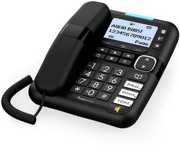 Produktbild: Amplicomms BigTel 1580 Combo EU Schnurgebundenes Seniorentelefon Freisprechen, f&uuml;r H&ouml;rger&auml;te kompatibel, Wahlwiederholung, Anrufbeantworter LED-Di
