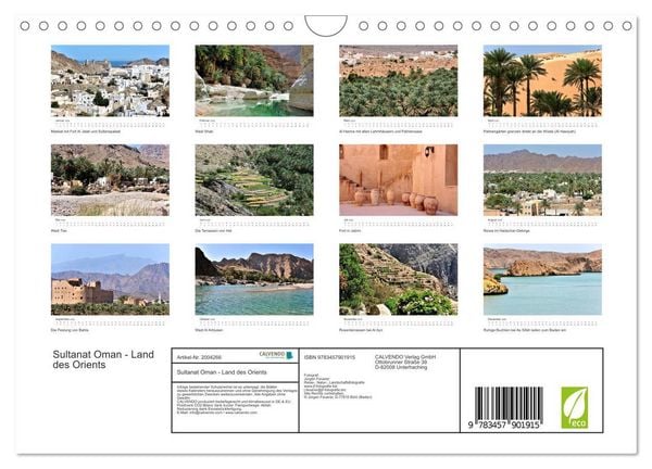 Produktbild: Sultanat Oman - Land des Orients (Wandkalender 2026 DIN A4 quer), CALVENDO Monatskalender