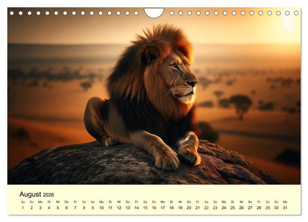 Produktbild: Majest&auml;tische L&ouml;wen - Die Herrscher der Wildnis (Wandkalender 2026 DIN A4 quer), CALVENDO Monatskalender