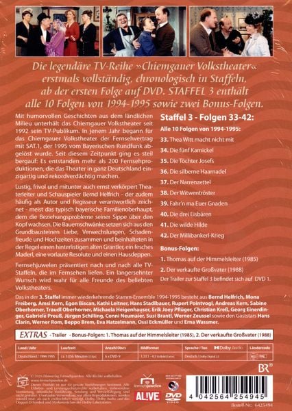 Produktbild: Chiemgauer Volkstheater - Die komplette Staffel 3 von 1994-1995 plus Bonus (Fernsehjuwelen) [6 DVDs]