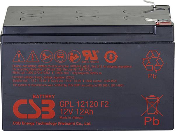 CSB Battery GPL 12120 GPL12120F2 Bleiakku 12V 12Ah Blei-Vlies (AGM) (B x H x T) 151 x 100 x 98mm Flachstecker 6.35mm War