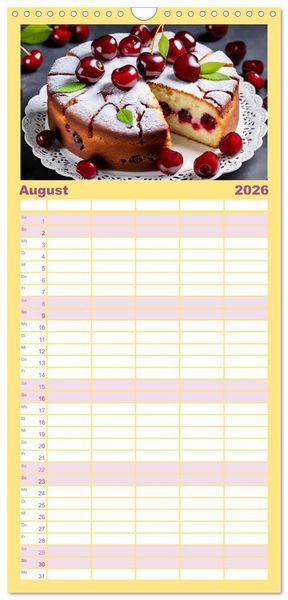 Produktbild: Familienplaner 2026 - Tortentr&auml;ume - Traumtorten mit 5 Spalten (Wandkalender, 21 x 45 cm) CALVENDO