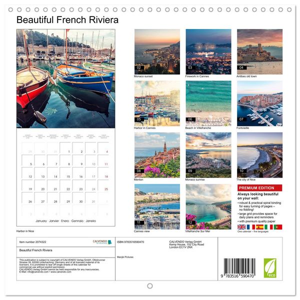 Produktbild: Beautiful French Riviera (Wall Calendar 2026 12 &times; 12 Inch) CALVENDO 12 Month Wall Calendar