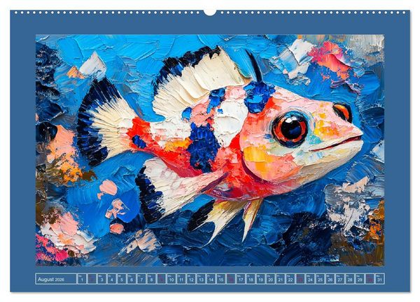 Produktbild: Bunte Fische im &Ouml;lgem&auml;lde-Stil. Zuhause in den Meerestiefen (Wandkalender 2026 DIN A2 quer), CALVENDO Monatskalender