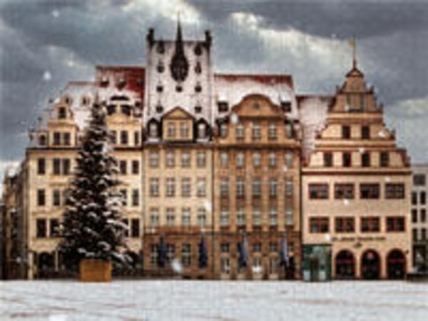 CALVENDO Puzzle Marktplatz Leipzig bei Schnee. 1000 Teile Lege-Größe 640 x 480 cm Foto-Puzzle Bild von Dierk Gut