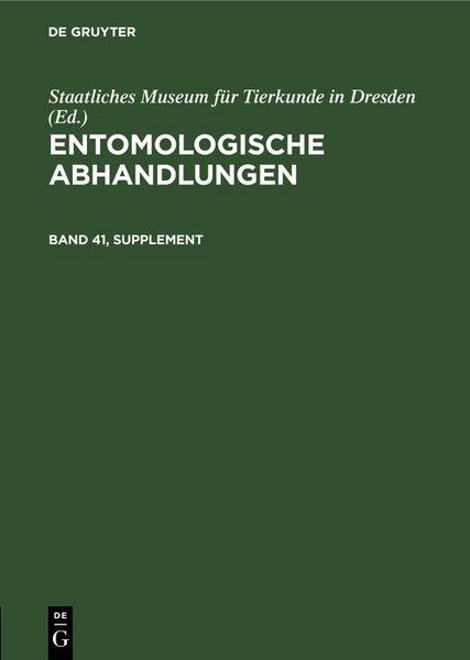 Produktbild: Entomologische Abhandlungen. Band 41, Supplement