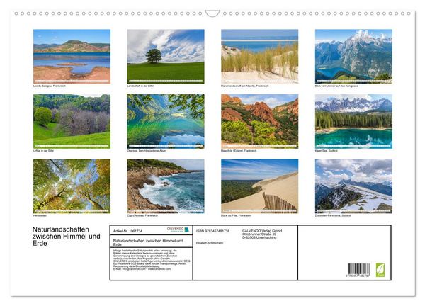Produktbild: Naturlandschaften zwischen Himmel und Erde (Wandkalender 2026 DIN A2 quer), CALVENDO Monatskalender