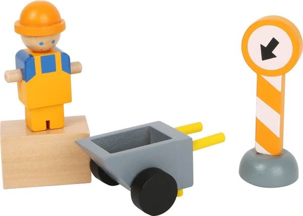 Produktbild: small foot 12007 - Baukran aus Holz mit Baustellenzubeh&ouml;r, 13 Teile, 360 Grad drehbar