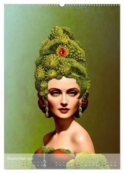 Produktbild: Zum Anbeissen - surreale Frauenportraits mit Obst und Gem&uuml;se (Wandkalender 2026 DIN A2 hoch), CALVENDO Monatskalender