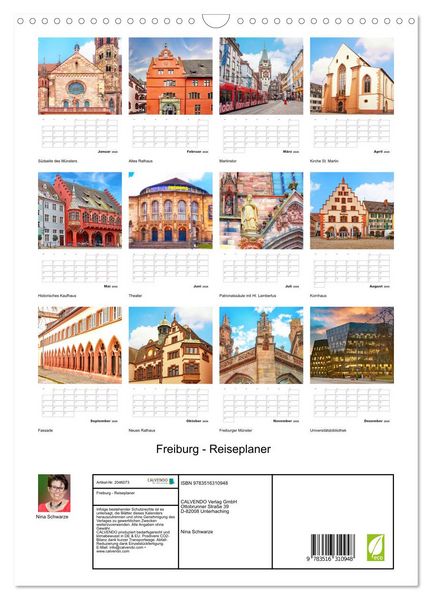 Produktbild: Freiburg - Reiseplaner (Wandkalender 2026 DIN A3 hoch), CALVENDO Monatskalender