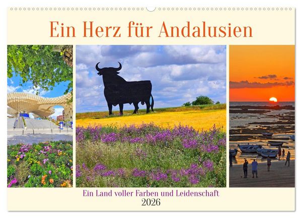 Produktbild: Ein Herz f&uuml;r Andalusien (Wandkalender 2026 DIN A2 quer), CALVENDO Monatskalender