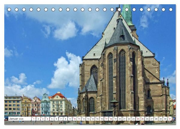 Produktbild: Visit Pilsen & Klatovy - Zwei b&ouml;hmische St&auml;dte - Ein perfekter Urlaubstag (Tischkalender 2026 DIN A5 quer), CALVENDO Monatskalender