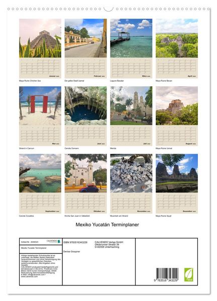 Produktbild: Mexiko Yucat&aacute;n Terminplaner (hochwertiger Premium Wandkalender 2026 DIN A2 hoch), Kunstdruck in Hochglanz