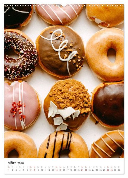 Produktbild: Donuts - Die runden Gaumenfreuden. (Wandkalender 2026 DIN A2 hoch), CALVENDO Monatskalender