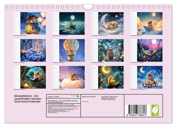 Produktbild: Mondpf&ouml;tchen - Ein zauberhafter Hamster Gute-Nacht-Kalender (Wandkalender 2027 DIN A4 quer), CALVENDO Monatskalender