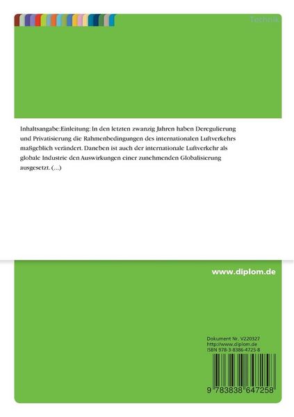 Produktbild: Konzentration als Alternative zu strategischen Allianzen in einem liberalisierten Luftverkehrsmarkt