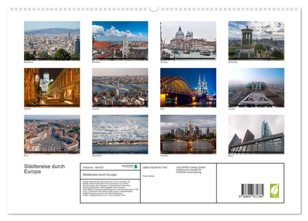 Produktbild: St&auml;dtereise durch Europa (hochwertiger Premium Wandkalender 2026 DIN A2 quer), Kunstdruck in Hochglanz