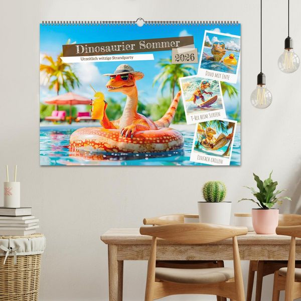 Produktbild: Dinosaurier Sommer - Urzeitlich witzige Strandparty (Wandkalender 2026 DIN A2 quer), CALVENDO Monatskalender